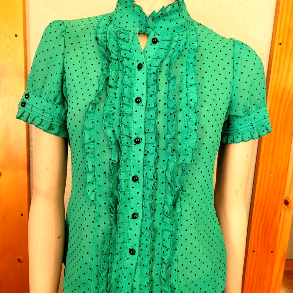 Women's Forever 21 Ruffled Polka-dot Blouse